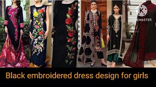 Black embroidered dress design | | eid wear dress design | | Black suit for girls