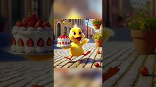 Duckling Bought A Strawberry Cake And Was Very Happy#funny #duck #cartoon#cute