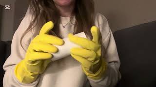 ASMR - yellow rubber gloves, latex gloves and nithril gloves