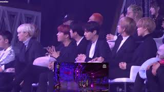 180110 Golden Disc BTS reacts to BlACKPINK Playing with fire \u0026 As if it's your last time