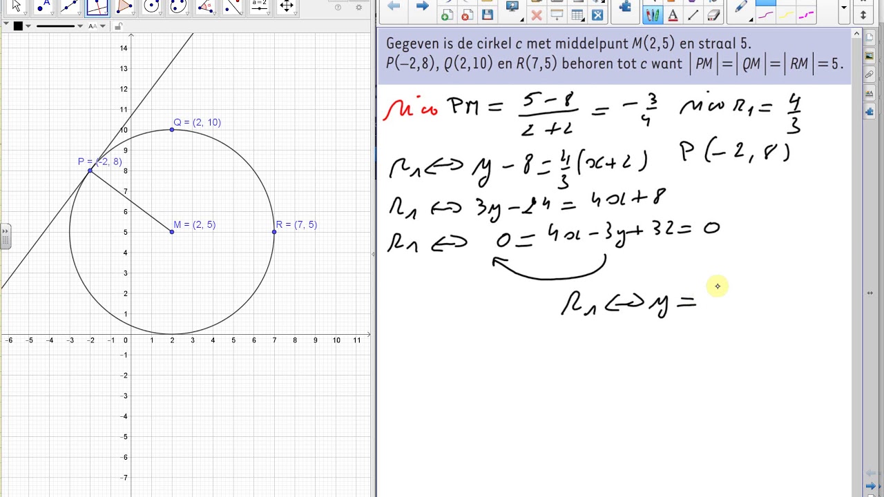 Raaklijn In Een Punt Van De Cirkel - YouTube