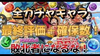 【ワンピースコラボ】全ガチャキャラ！最終評価＋最低確保数！【パズドラ】