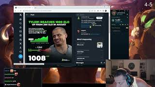 tyler1 reacts to chess tweeting about him hitting 1k rating