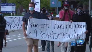 Demonstrators march through Portsmouth protesting latest city controversy
