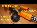 Type 81 LMG (Clubfoot Stock) drum mag. Chinese vs. Romanian magazines.