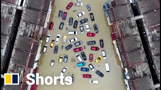 Drone shows flooding in central Malaysia ahead of more heavy rain #shorts