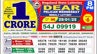 DEAR LOTTERY: RESULT 8PM 29-01-2025 | Dear Pelican Wednesday Weekly Lottery