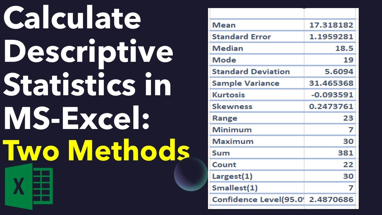 Calculate Descriptive Statistics In Excel | Statistics Using Excel ...