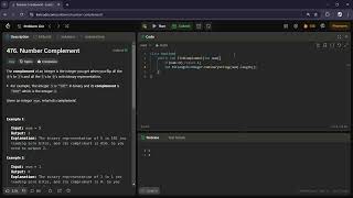 Leetcode Problem Solution #476.Number Complement. #100daysofcodechallenge #viral