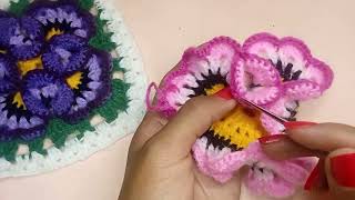 RAMILLETE DE PENSAMIENTO / FLOR TEJIDA A CROCHET