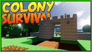 THE GREAT CITY STONE GATE - Building the City Walls - Let's Play Colony Survival Gameplay