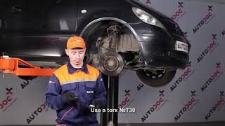 How to change front brake discs and front brake pads on MERCEDES-BENZ A W168 TUTORIAL | AUTODOC