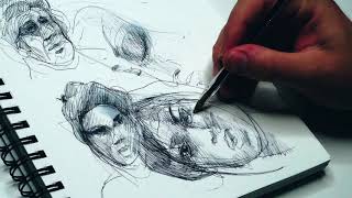 Sketching Faces in my Sketchbook (speed drawing)