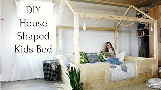 DIY House Shaped Kids Bed {Easy to Build From Construction Lumber!}