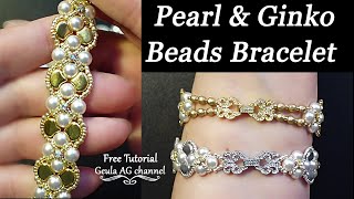 Pearl & Ginko Beads Bracelets DIY Free Tutorial Delicate Wedding Bracelets