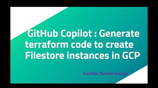 GitHub Copilot: Generate terraform code to create Filestore instances in GCP