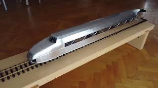 3D Printed G-Scale Train, Brushless Motor, Schienenzeppelin, Rail Zeppelin, 1st placing on rails