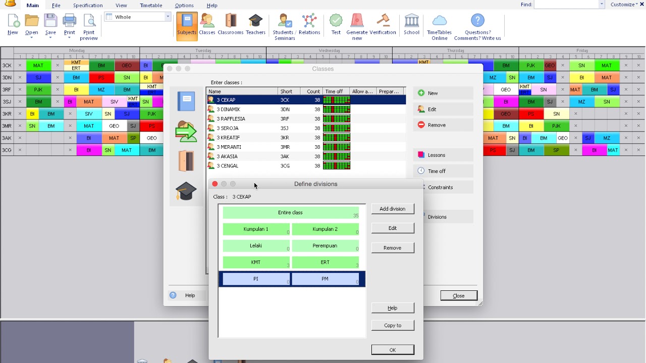 Asctimetables Training Division Settings Youtube