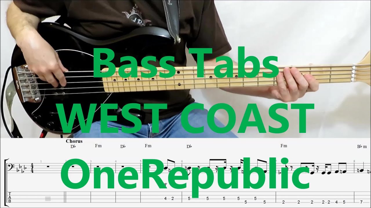 OneRepublic - West Coast (BASS COVER TABS) - YouTube