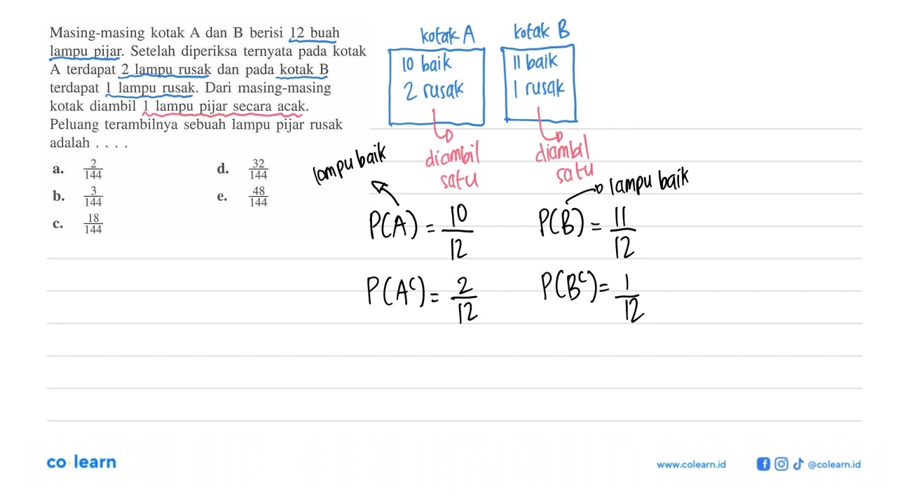 Masing-masing Kotak A Dan B Berisi 12 Buah Lampu Pijar. Setelah ...