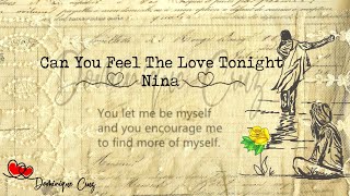 CAN YOU FEEL THE LOVE TONIGHT (with lyrics) Nina