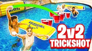 2v2 TRICKSHOT Giant Pool Pong!