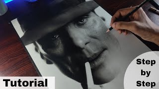 How To Draw Hyperrealistic Drawing of Cillian Murphy || Oppenheimer Part-1