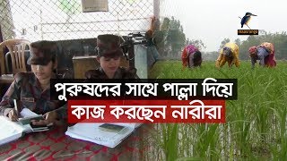 পুরুষদের সাথে পাল্লা দিয়ে কাজ করছেন নারীরা