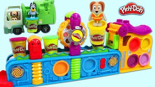 Disney Jr Bluey & Garbage Truck Toy Kids Learning Video with Play Doh Mega Fun Factory Playset!