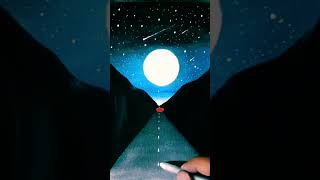 DRAWING WITH SOFT PASTEL | MOONLIGHT DRAWING | SCENERY DRAWING #shorts
