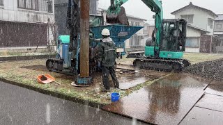 雪の降りしきる中ご苦労様です。place labo【SA邸新築工事記録 in 上越市】vol1.地盤改良工事 2023年2月20日