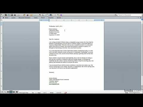 Productivity tutorial: Writing a letter of recommendation | lynda.com Productivity tutorial: Writing a letter of recommendation | lynda.com