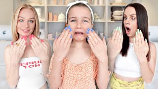 Wearing LONG ACRYLIC NAILS for 24 HRS challenge! | Family Fizz