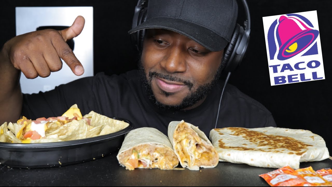 ASMR EATING TACO BELLS CRUNCHWRAP SUPREME, BURRITO SUPREME, & NACHOS ...