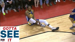 GOTTA SEE IT: Kevin Durant Helped Off Floor After Apparent Leg Injury