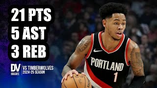 Anfernee Simons vs Timberwolves 21 pts 5 ast 3 reb | Feb 08, 2025 | Regular Season