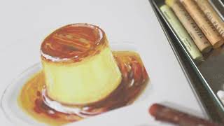 오일파스텔_캬라멜푸딩 그리기🍮/Drawing Caramel pudding with oil pastel, easy for beginners to draw