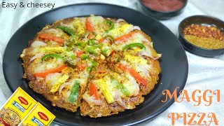 MAGGIZZA RECIPE /MAGGI PIZZA WITHOUT PIZZA BASE/ Pizza recipe without oven/ maggi pizza in pan