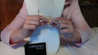 Open Heart Gold Crystal Pendant Necklace by Embolden Jewelry