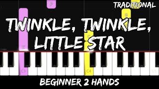 Twinkle, Twinkle, Little Star - Easy Beginner Piano Tutorial - For 2 Hands