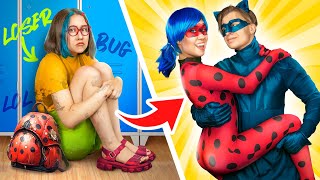 From Nerd To Ladybug / Extreme Beauty Makeover / How To Become a Superhero