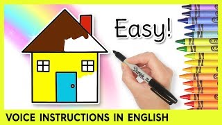 Easy HOUSE Drawing for Kids! Step by Step Lessons