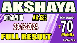 KERALA LOTTERY RESULT|  FULL RESULT|akshaya bhagyakuri ak683|Kerala Lottery Result Today|todaylive