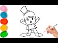 How to draw pocoyo❤️💙🌈| step-by-step pocoyodrawing| kidsart|Drawing forkids|pocoyo colouring