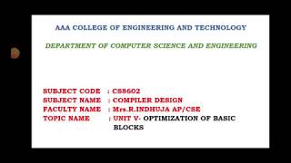 #Optimisation_of_Basic_Blocks | Optimisation of Basic Blocks | Code Optimisation | Compiler Design |