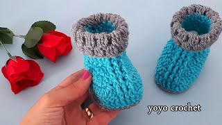 رائع !!! كروشية هاف بوت للبيبى سهل للمبتدئين / أولادى و بناتى - crochet baby booties#يويو_كروشية