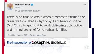 President Joe Biden sends out first tweet: 'There is no time to waste'