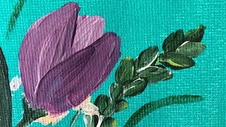 107-Tulips-Hydrangea Part 1 #brushpainting #hydrangeaflower #flowerpainting #acrylicpaint