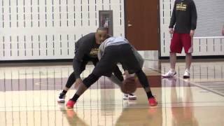 Cavaliers Kyrie Irving on the practice court after sitting out Game 3 of Eastern Conference Finals