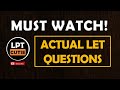 MUST WATCH! Actual LET QUESTIONS